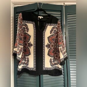 Artisan Ny Black and Cream Patterned Blouse